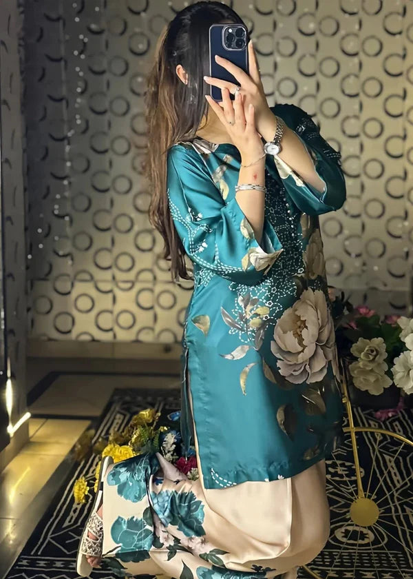 3-PC Silk Embroidered Women's Suit
