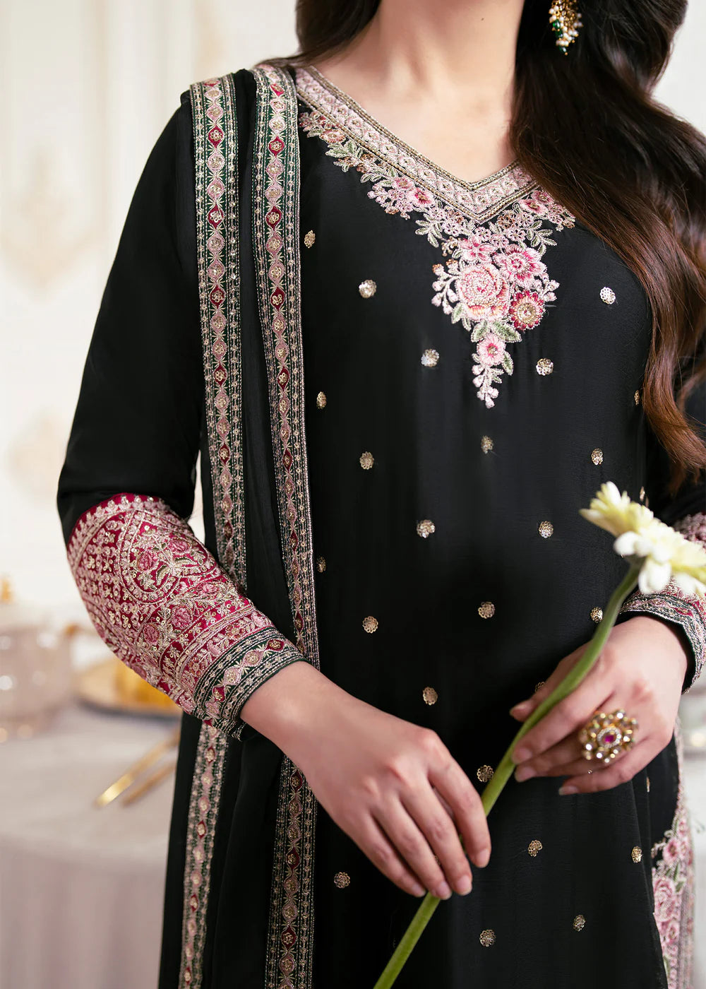 3-PC Silk Embroidered Women's Suit