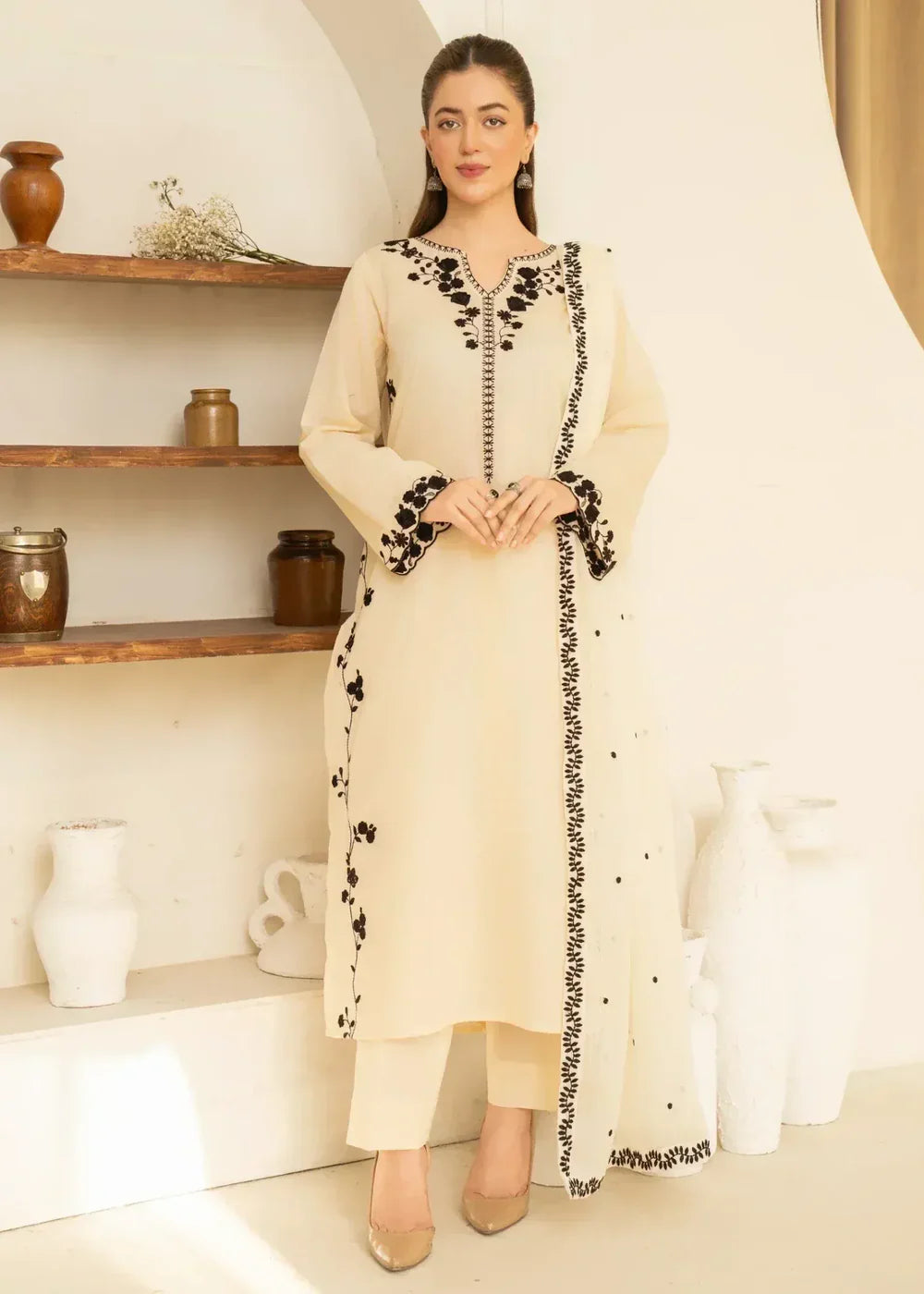 3 Piece Embroidered Women's Suit Winter Collection