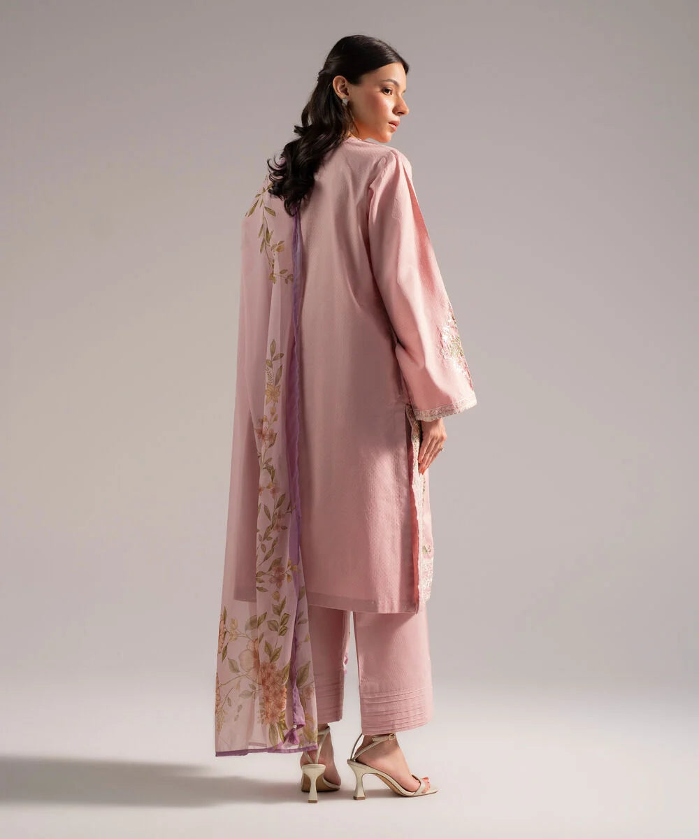 3 Piece - Embroidered Dobby Suit