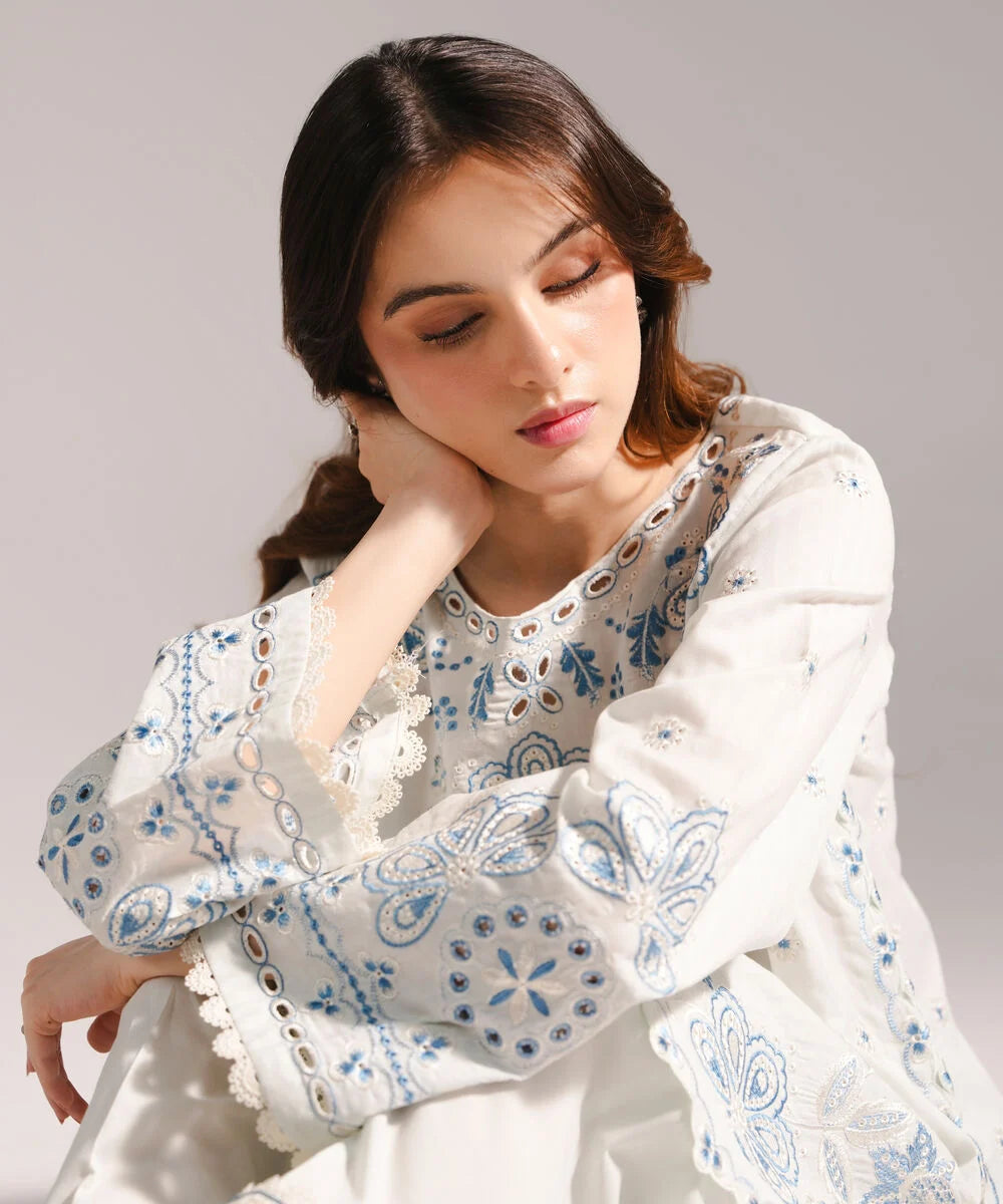 3 Piece - Embroidered Cotton Suit