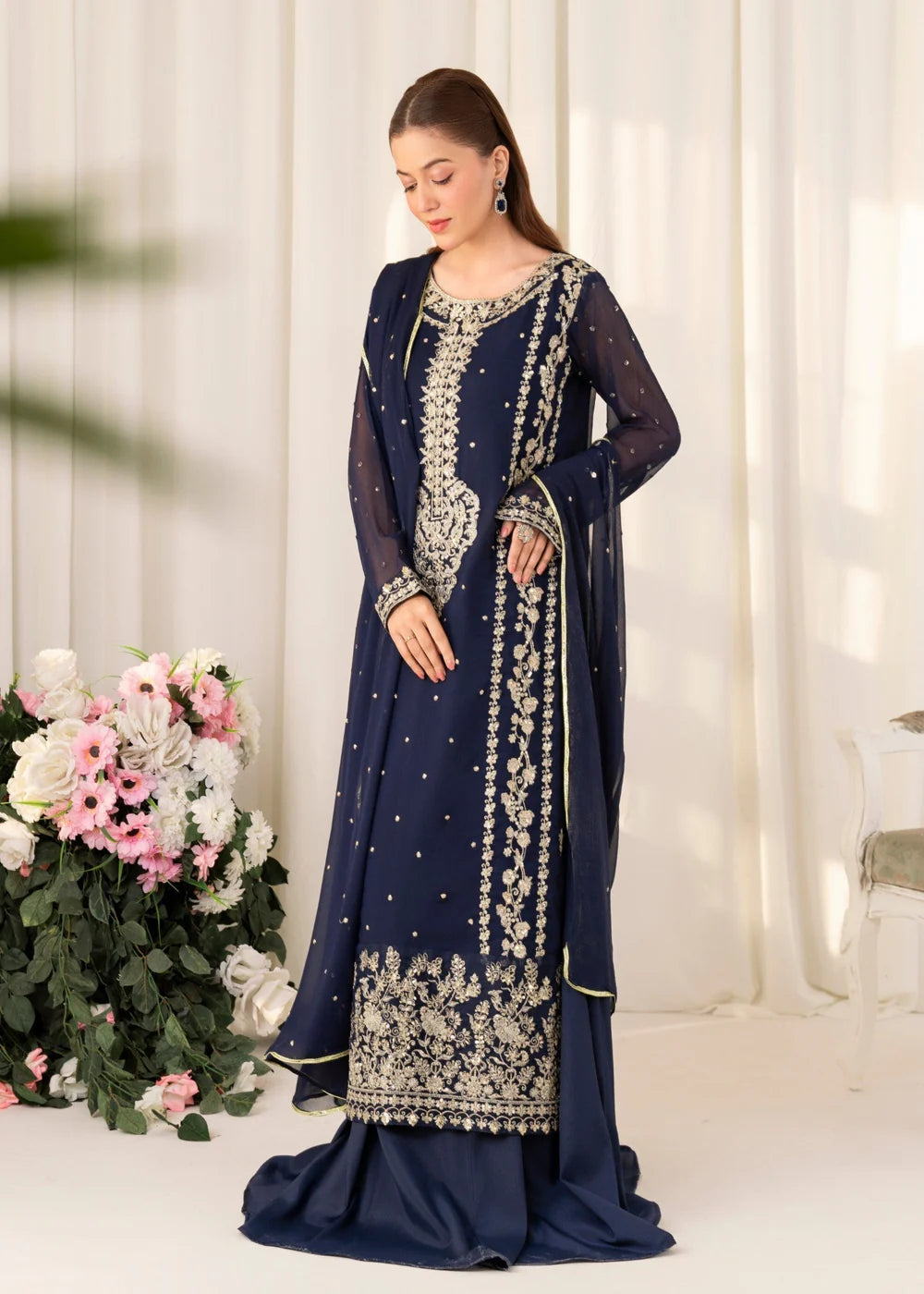 3-PC Chiffon Embroidered Women's Dress