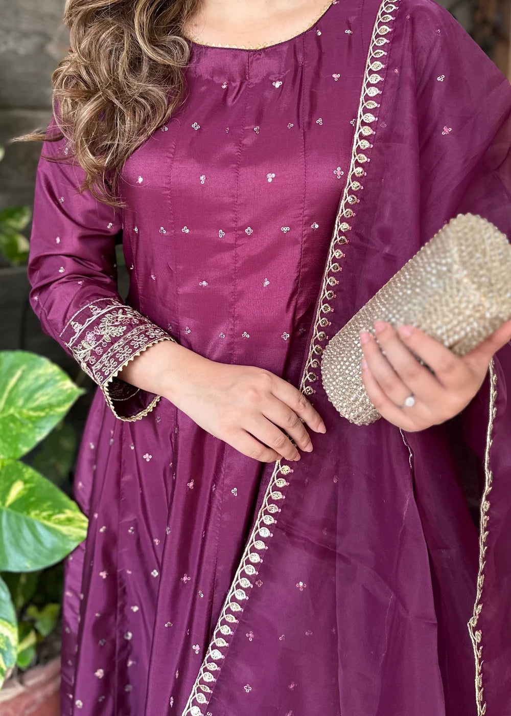 3PC Silk Embroidered Maxi with Organza Embroidered Dupatta