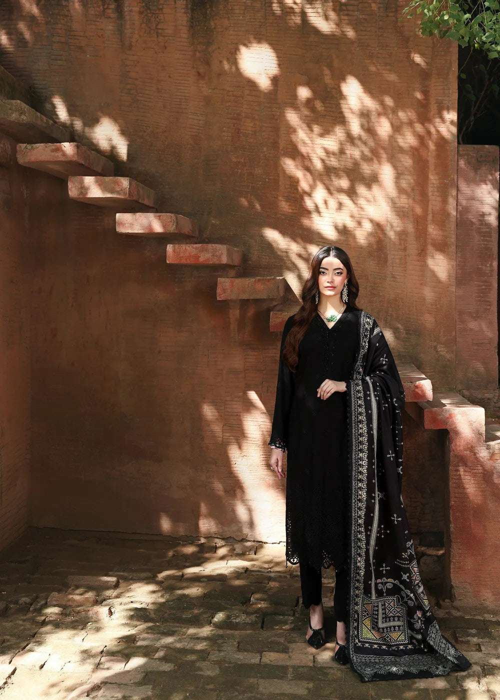 3PC Embroidered Shirt with Wool Dupatta Winter Wear Collection