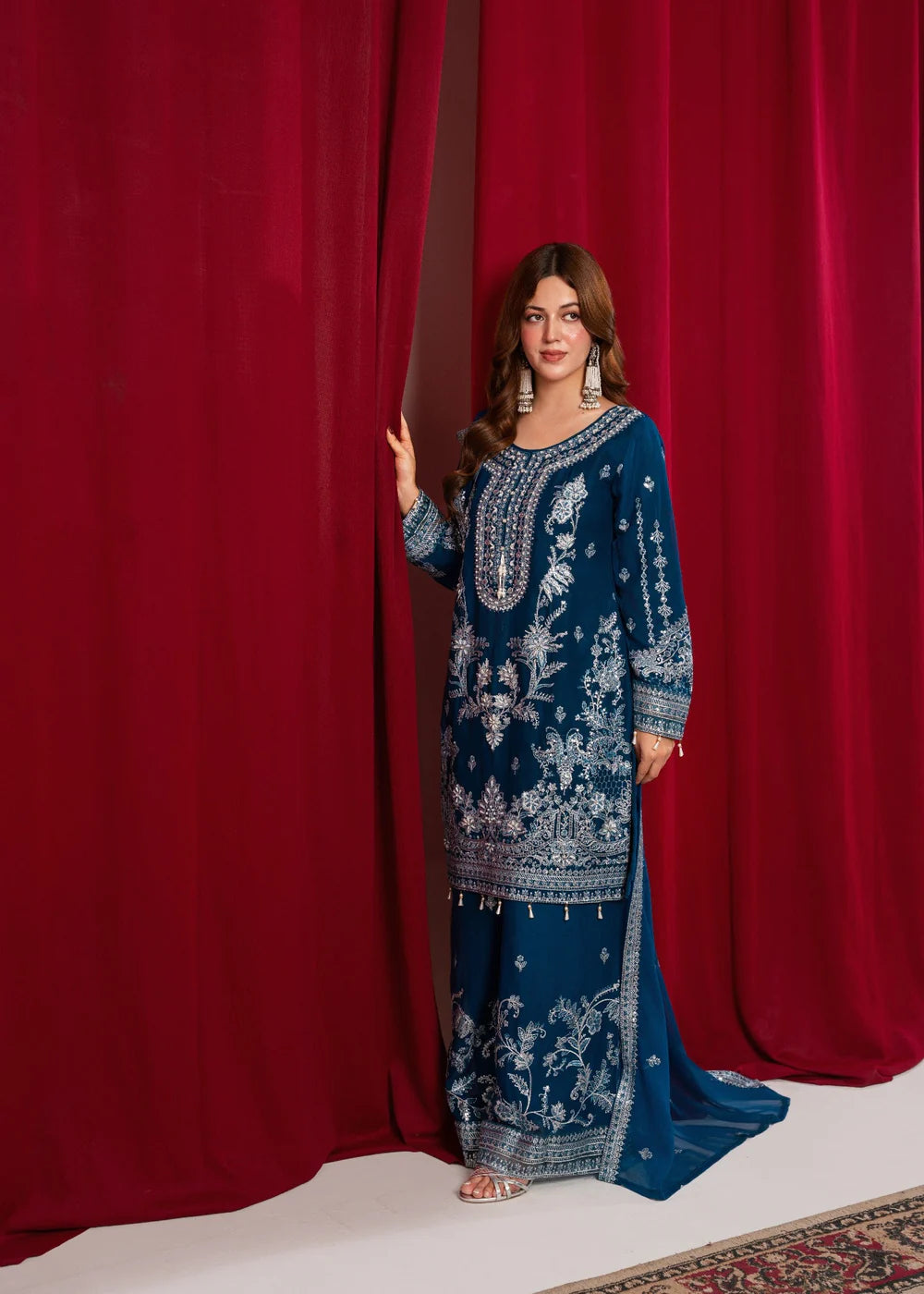 3-PC Chiffon Embroidered Women's Suit