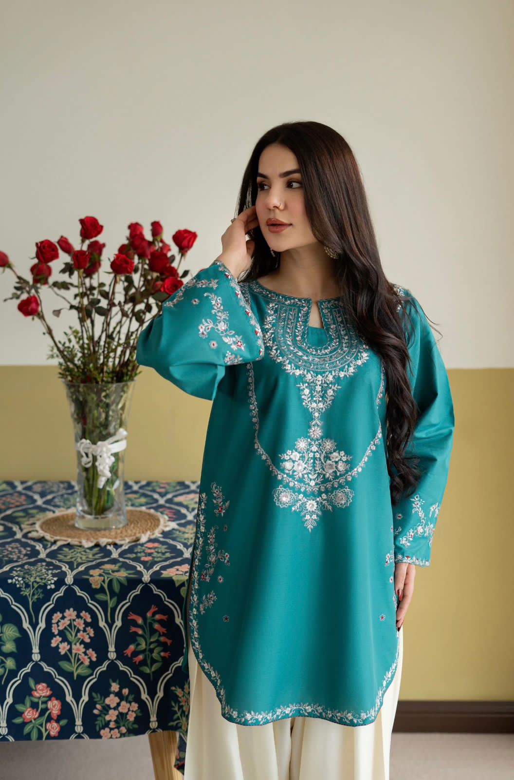2PC Embroidered Summer Suit