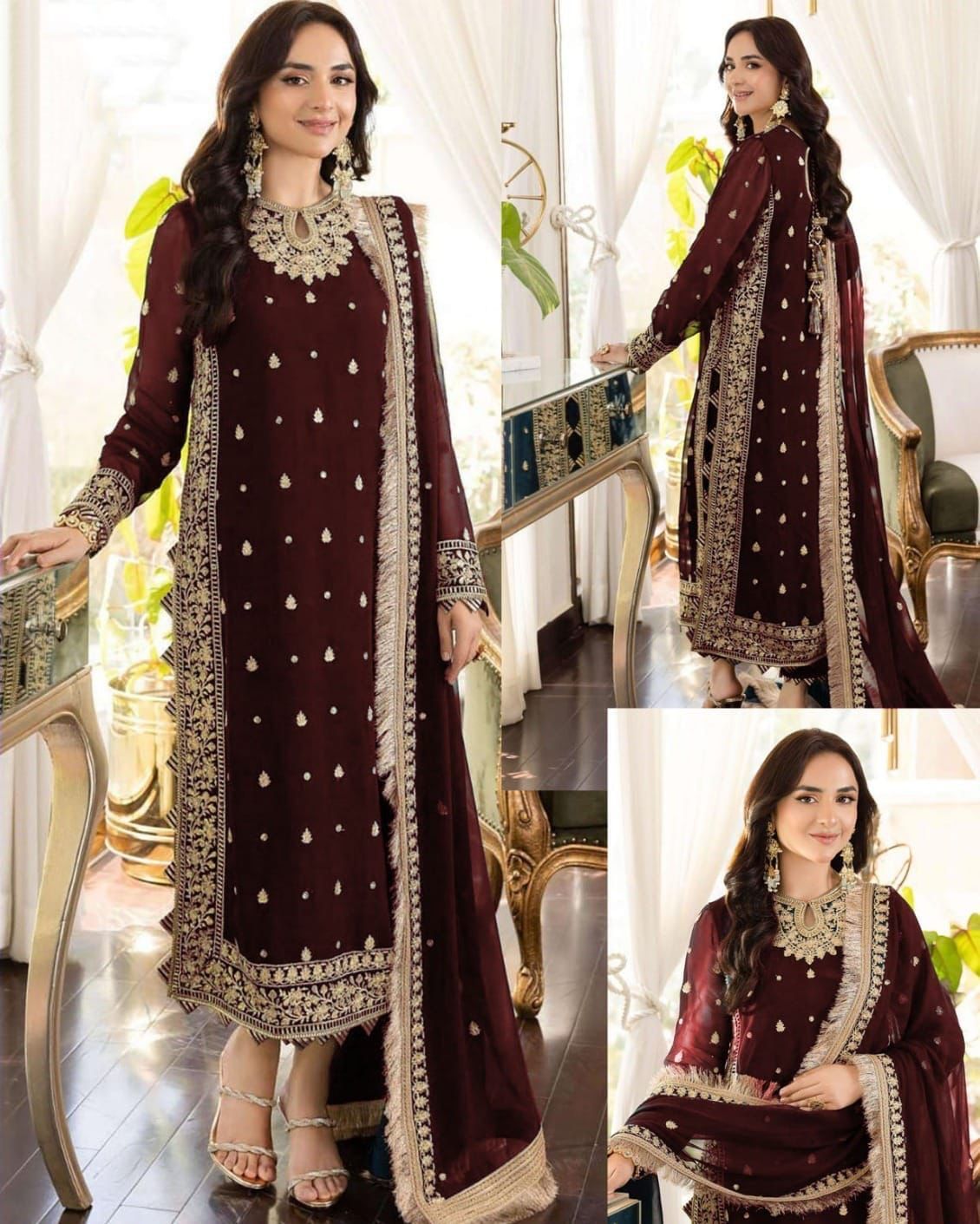 Asim Jofa Premium Chiffon Ensemble - Heavy Embroidered 3PC Luxury Suit in three Different colours
