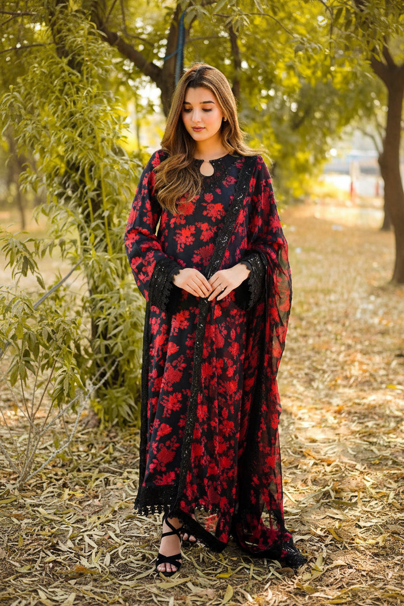 3PIECE Embroidered Summer Suit