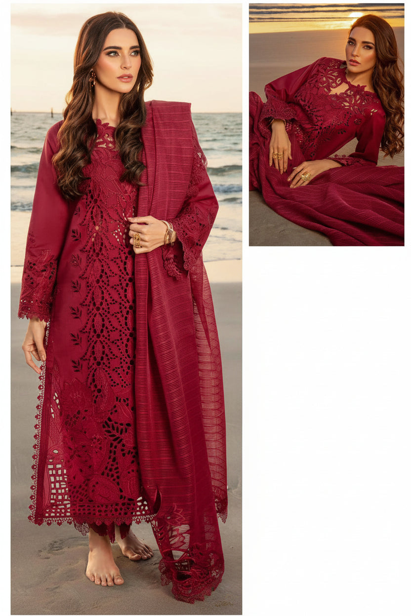 3PIECE Luxury Embroidered Chikenkari Collection with SOFT NET DUPATTA