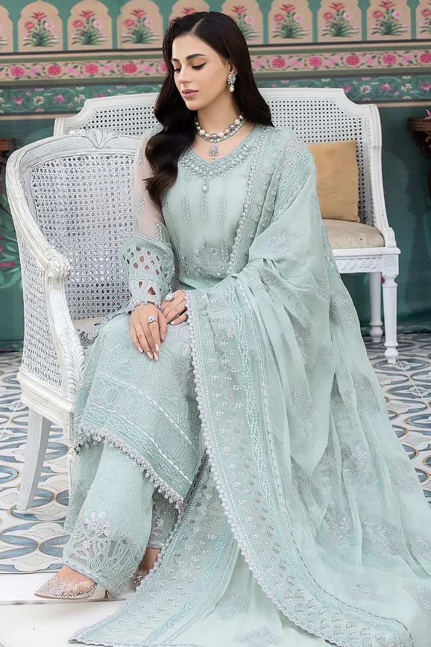 3PIECE Luxury Embroidered Organza Suit