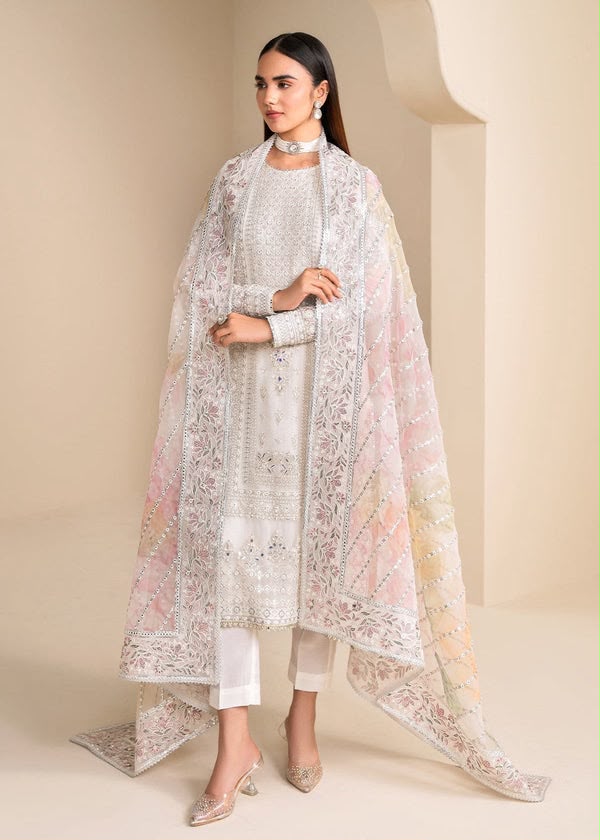 Heer Premium Chiffon & Organza 3PC Suit - Heavily Embroidered Adda Work Design #149