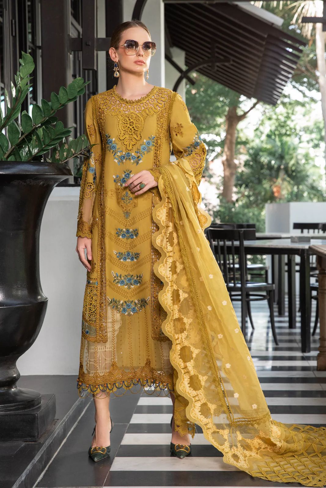 Maria B Premium Lawn 3PC Suit - Heavy Chikankari Embroidery & Cutwork Ensemble