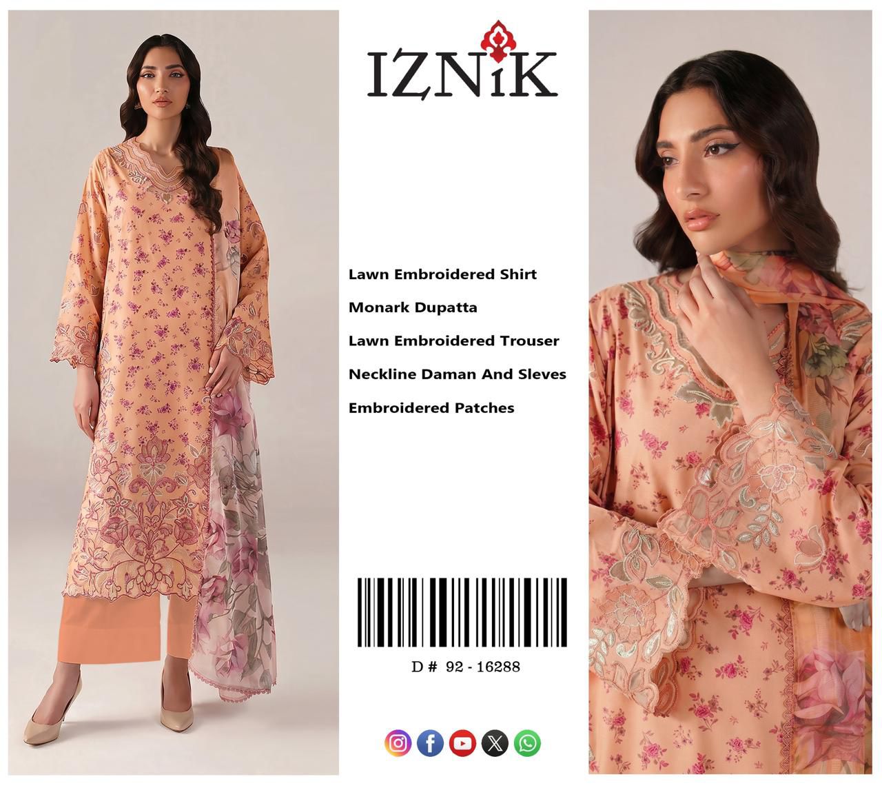 3PIECE Embroidered Summer Suit