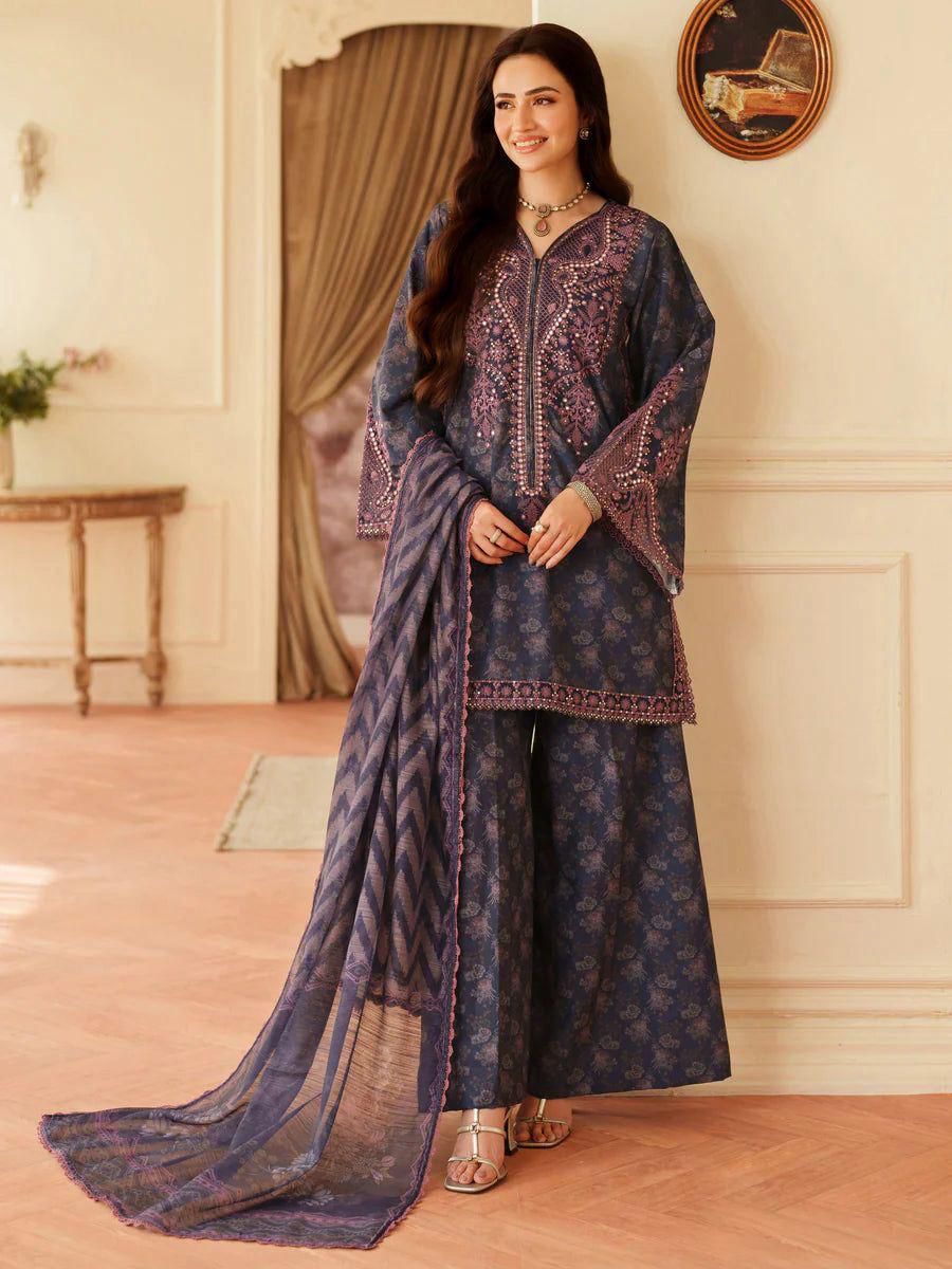 3PIECE Embroidered Summer Suit