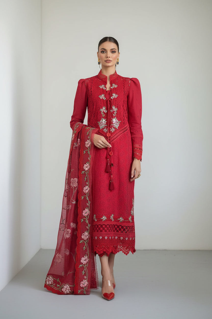 Heer Premium Chikankari 3PC Ensemble - Heavy Embroidered Formal Suit