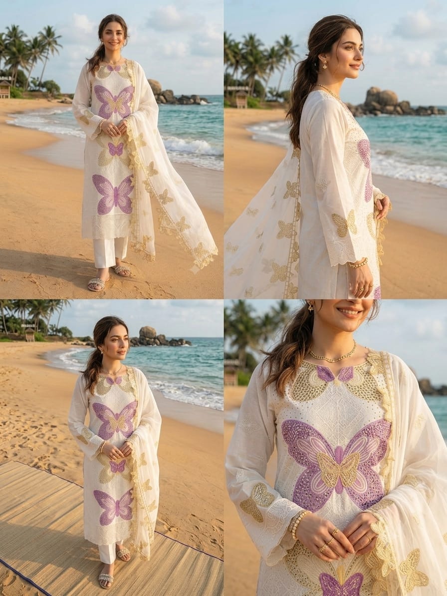 Maria B Summer 2026 Collection - Butterfly 3D Embroidered Lawn 3PC Suit