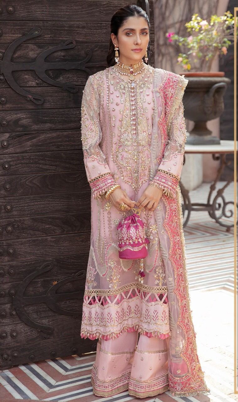 Afrozeh Premium Organza Ensemble - Heavily Embroidered 3PC Luxury Suit
