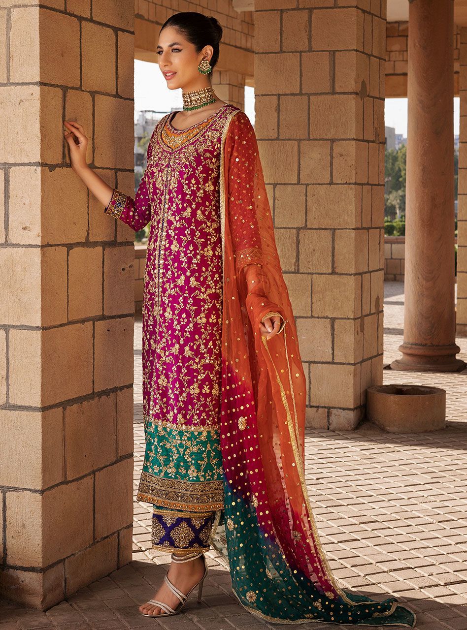 Zainab Chottani Luxury Wedding Edition 3PC Suit - Handwork Embroidered Chiffon Ensemble