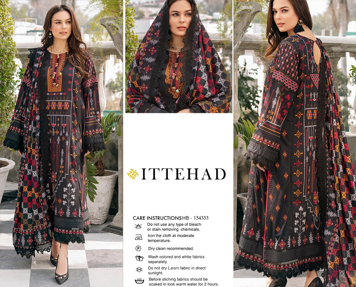 3 Piece Embroidered Summer Suit