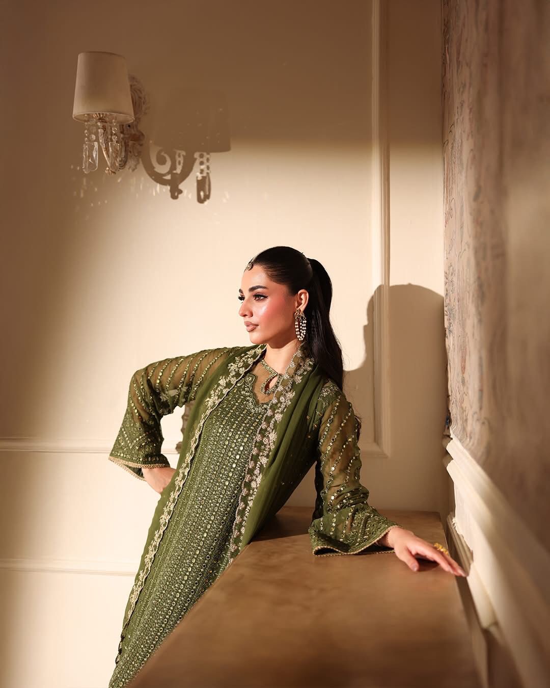 Azure Luxury Chiffon 3PC Suit - Heavy 9mm Sequence Work Ensemble