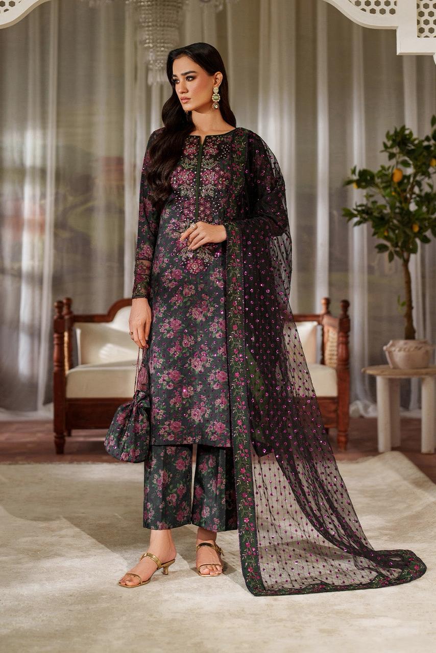 Iznik Premium Printed Lawn 3PC Suit - Elegant Embroidered Formal Ensemble