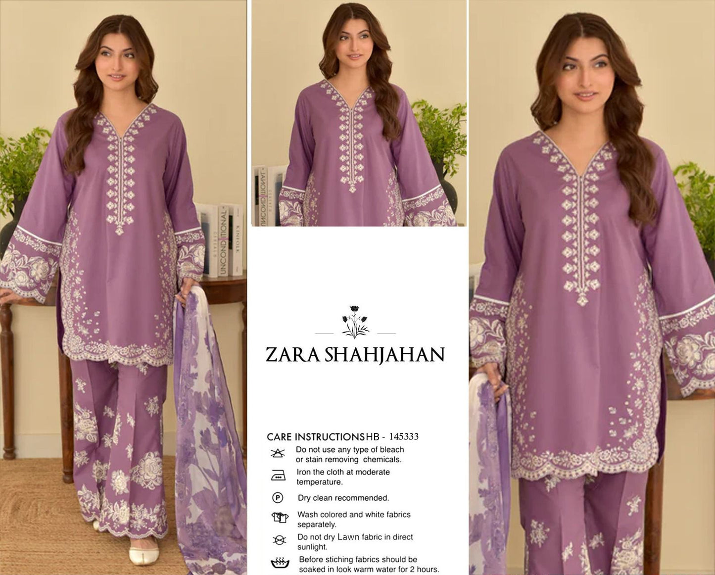 3 Piece Embroidered Summer Suit