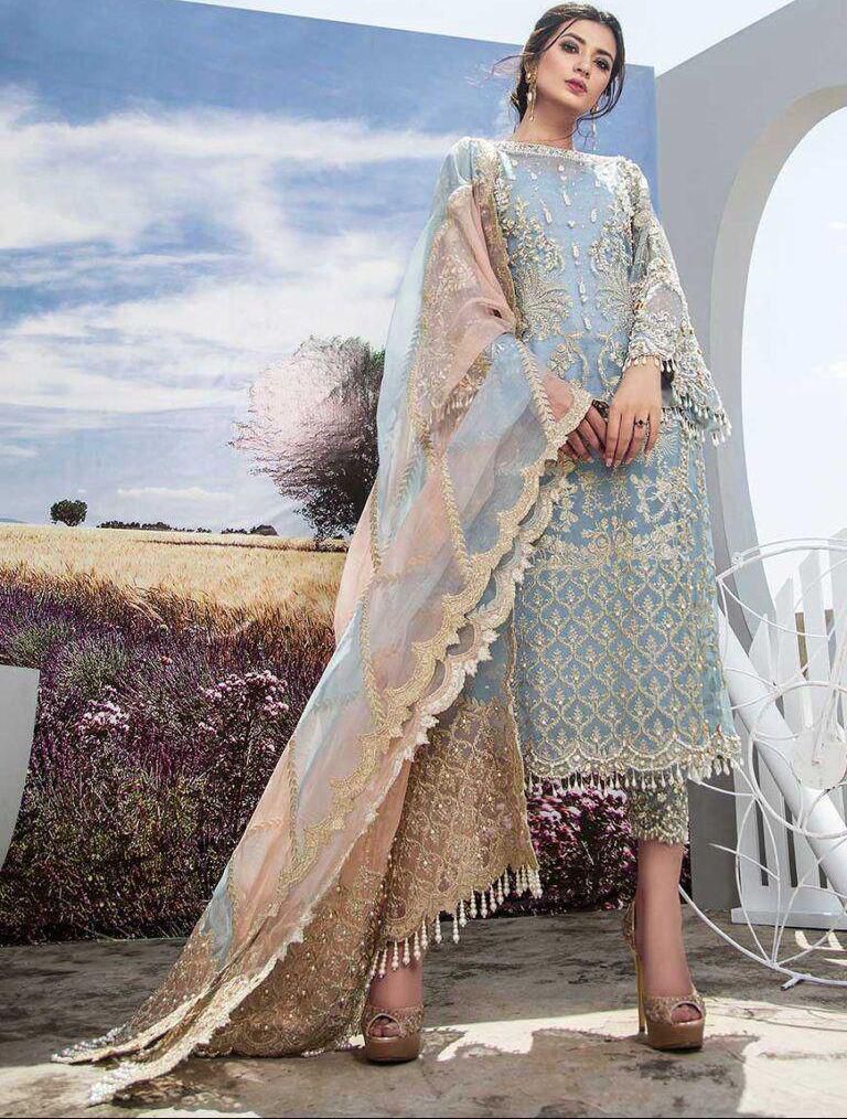 3PIECE Luxury Embroidered Organza,Net Duppta
