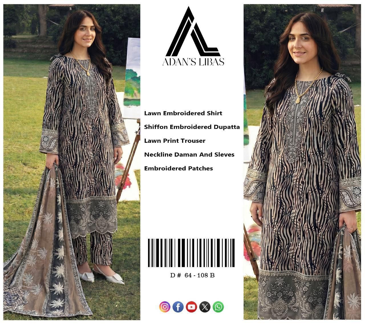 3PIECE Embroidered Summer Suit