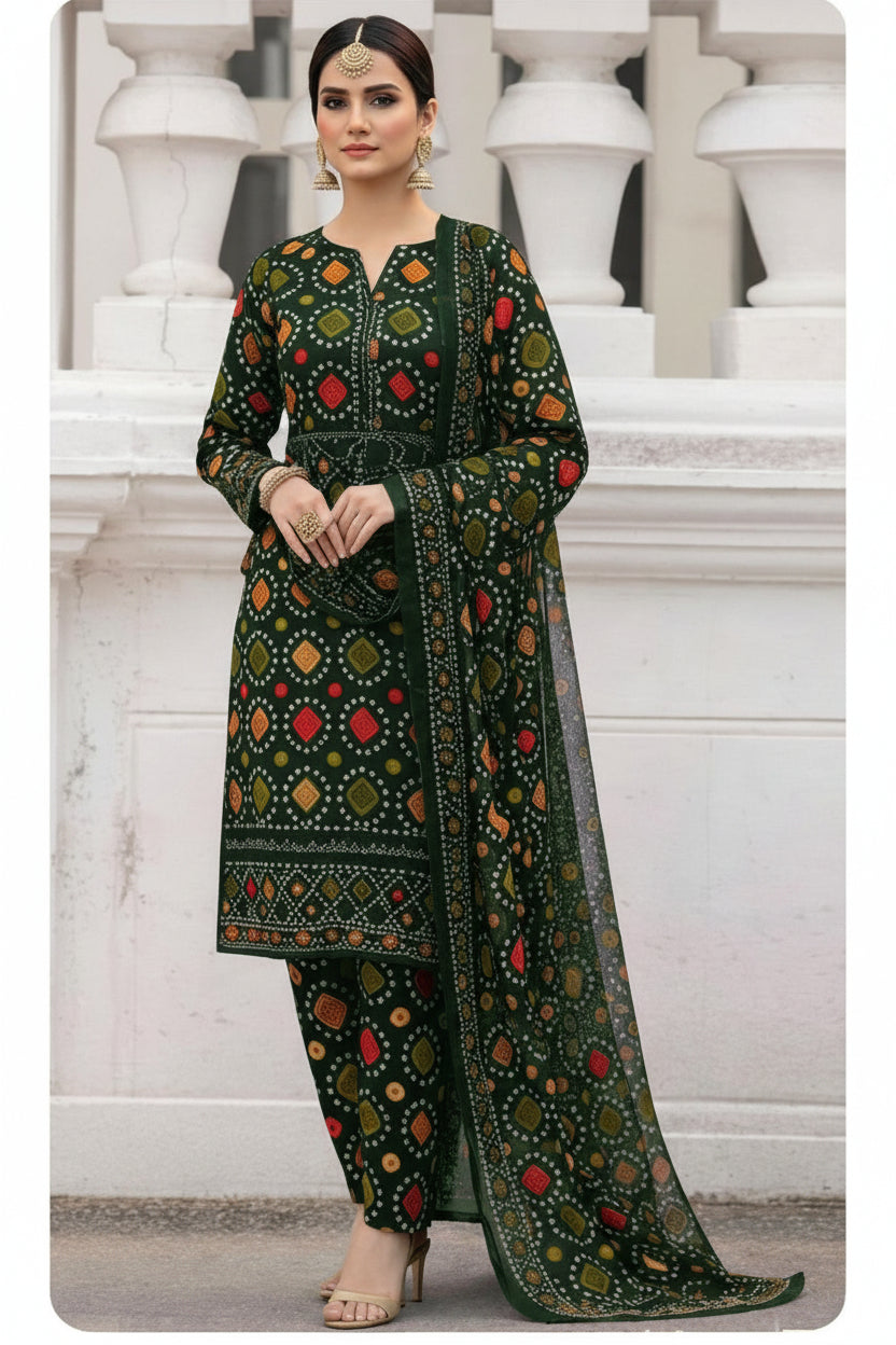 Aneela's Premium Printed Lawn 3PC Suit in Two Different Colors - Festive Embroidered Ensemble