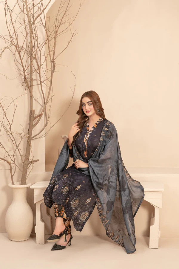 Tawakkal Premium Lawn 3PC Suit - Heavy Chikankari & Laserkari Ensemble