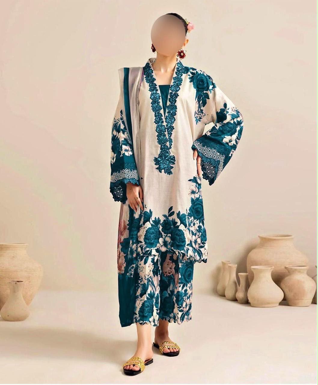 Premium Tie-N-Die Digital Printed 3PC Shamooz Silk Suit