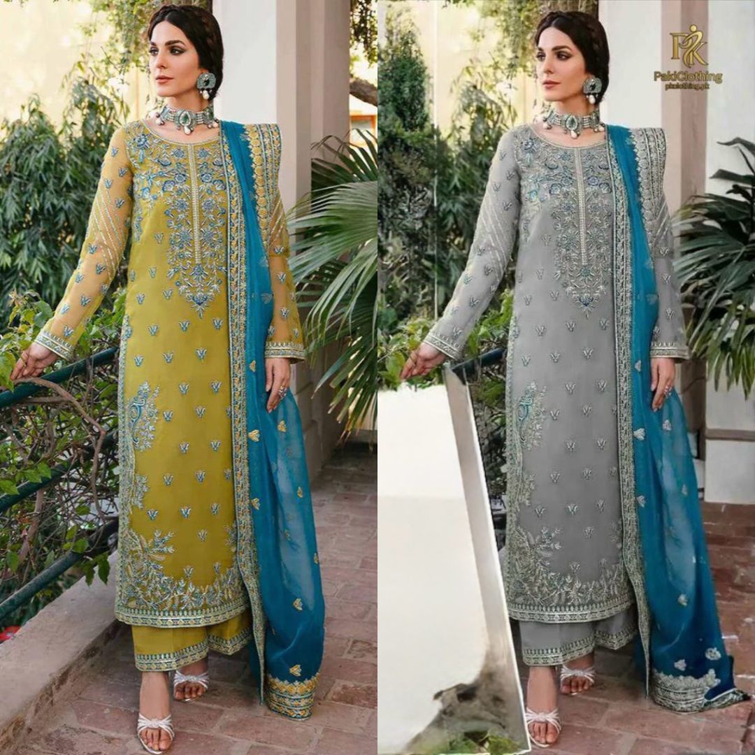 3PIECE Luxury Embroidered Suit With Organza Dupatta