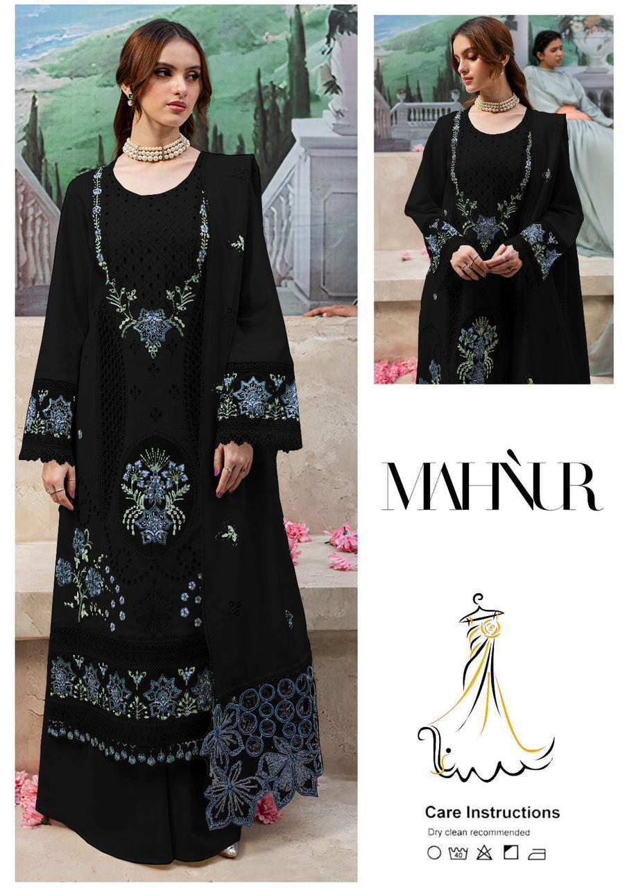 Mahnur Premium Luxury Cotton Lawn 3PC Suit - Chikankari Thread Work