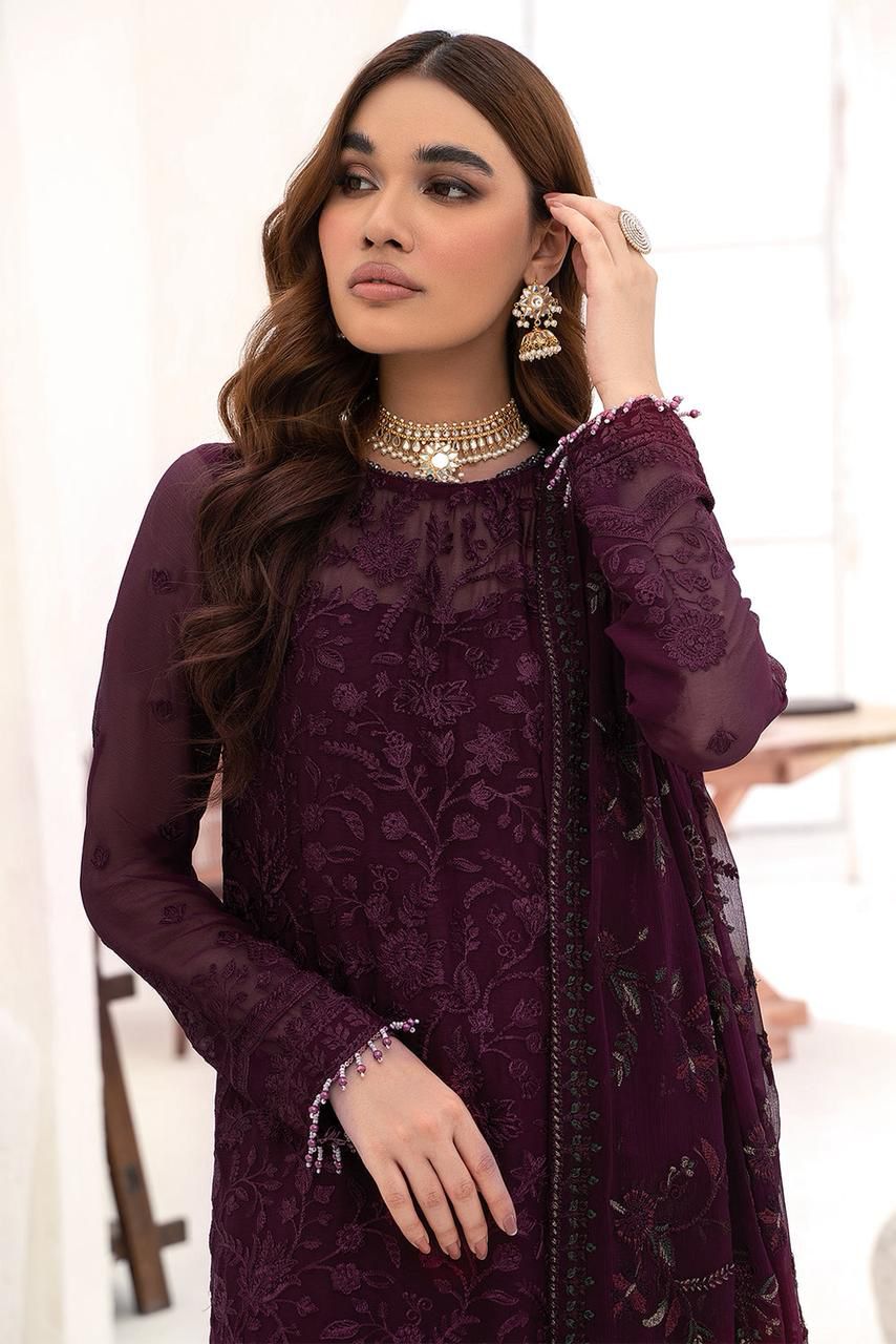 3PIECE Luxury Embroidered with Chiffon Embroidered Dupatta
