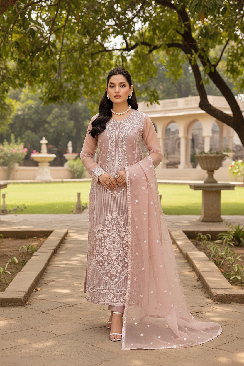 Heer Premium Organza 3PC Suit - Exquisite Sequence & Adda Work Ensemble