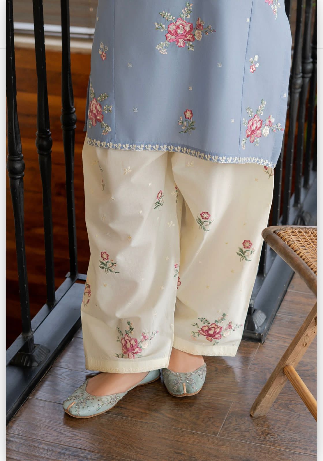 2PC Embroidered Summer Suit