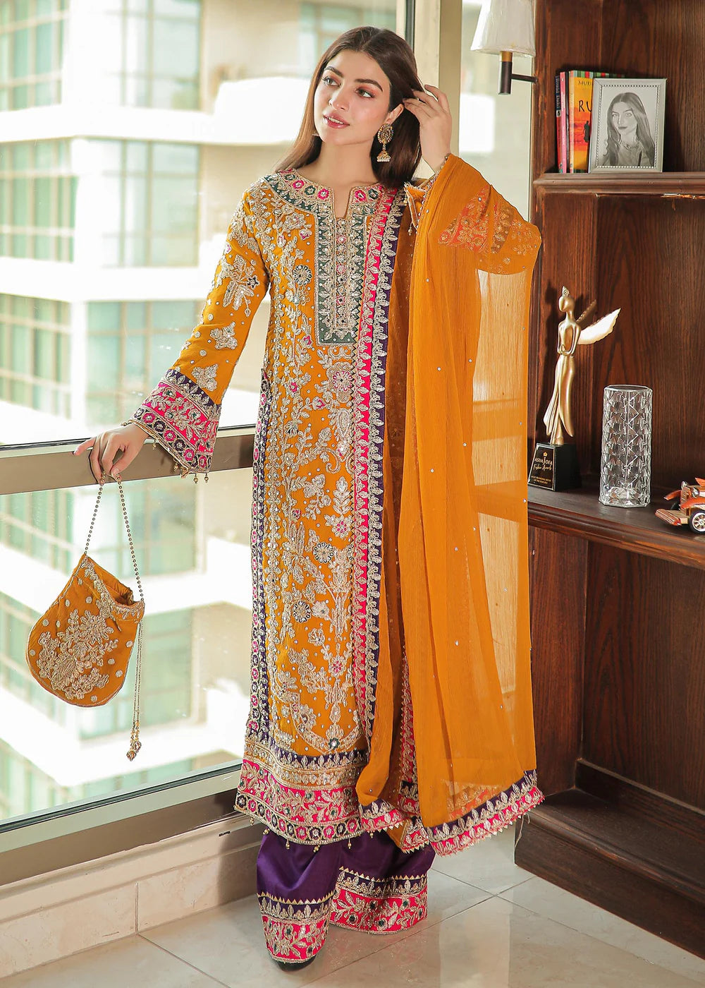 3 Piece Chiffon Embroidered Women's Dress
