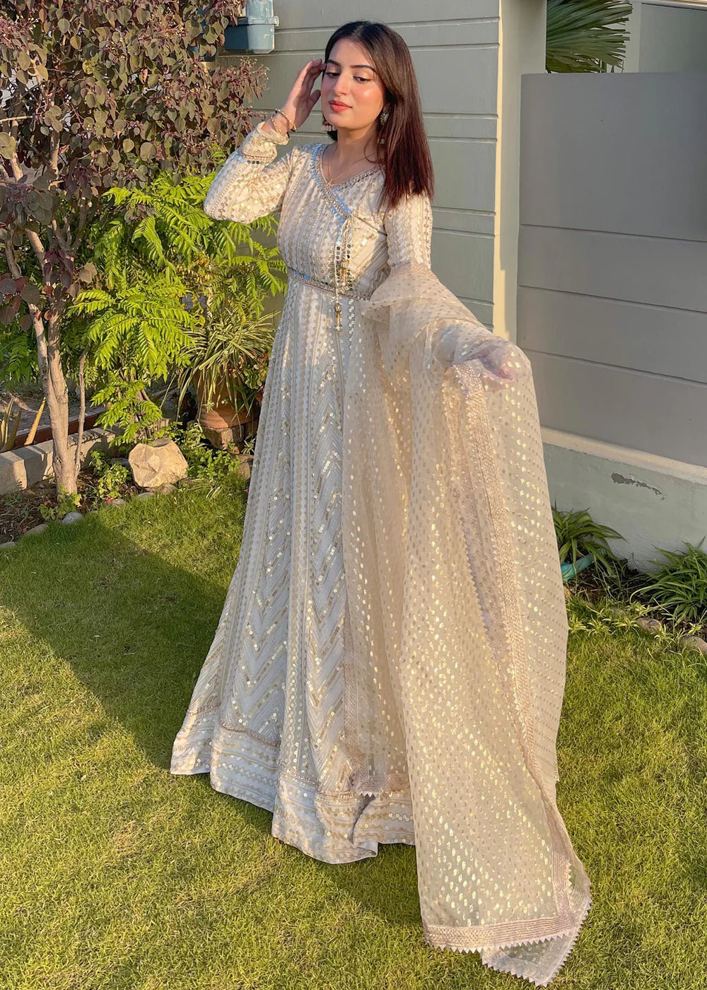 Long angrakha Silk party wear Women's Dress