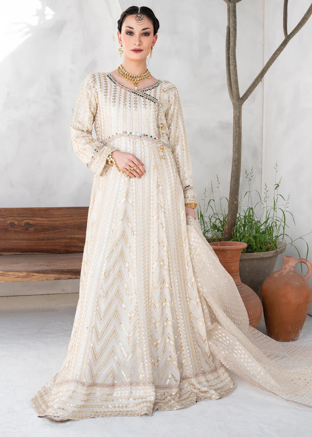 Long angrakha Silk party wear Women's Dress