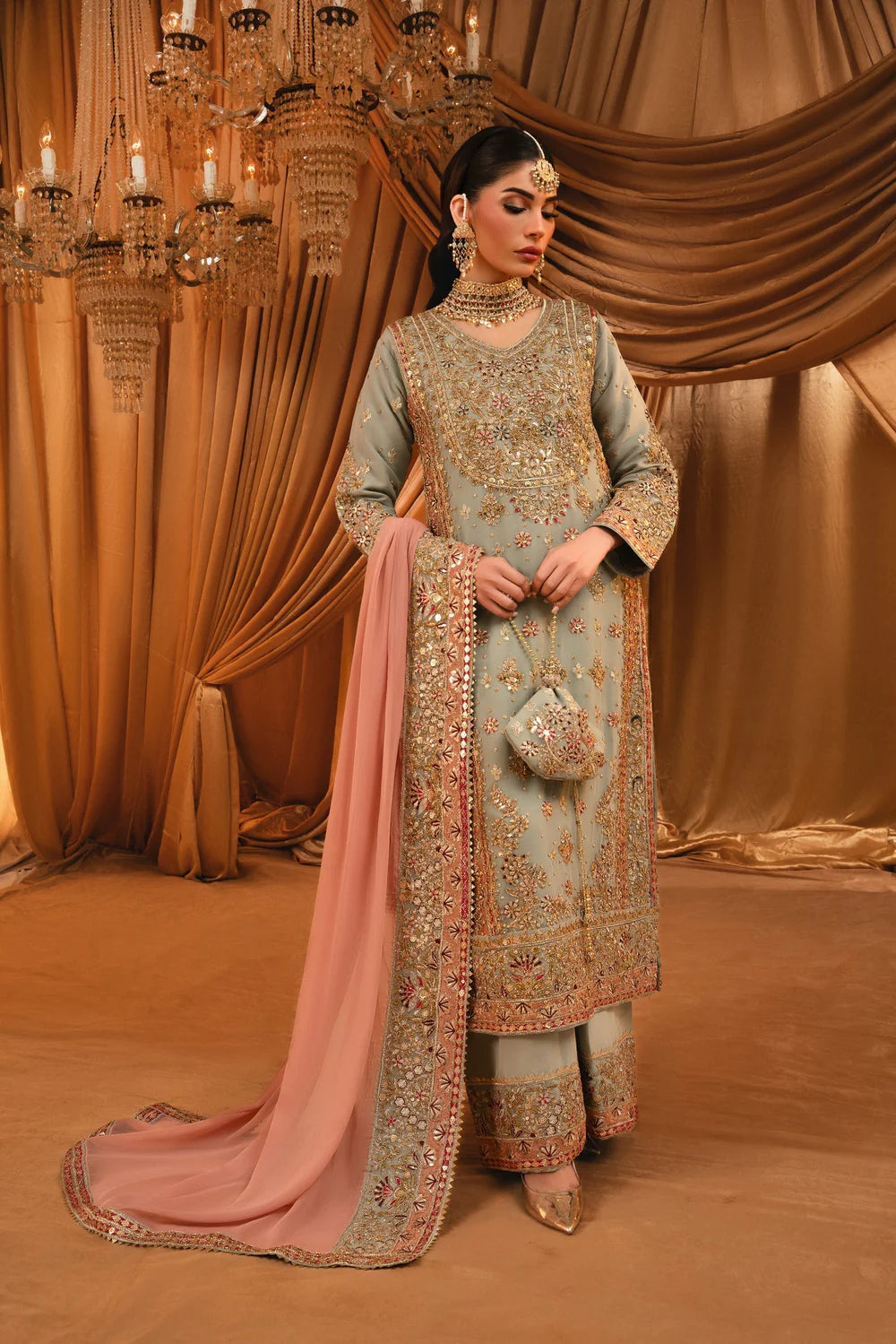 3 Piece Embroidered Silk Women's Dress