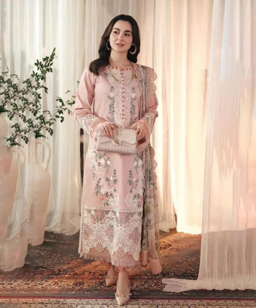 Lawn-3PC Embroidered Shirt with Digital Printed Jacquard Dupatta