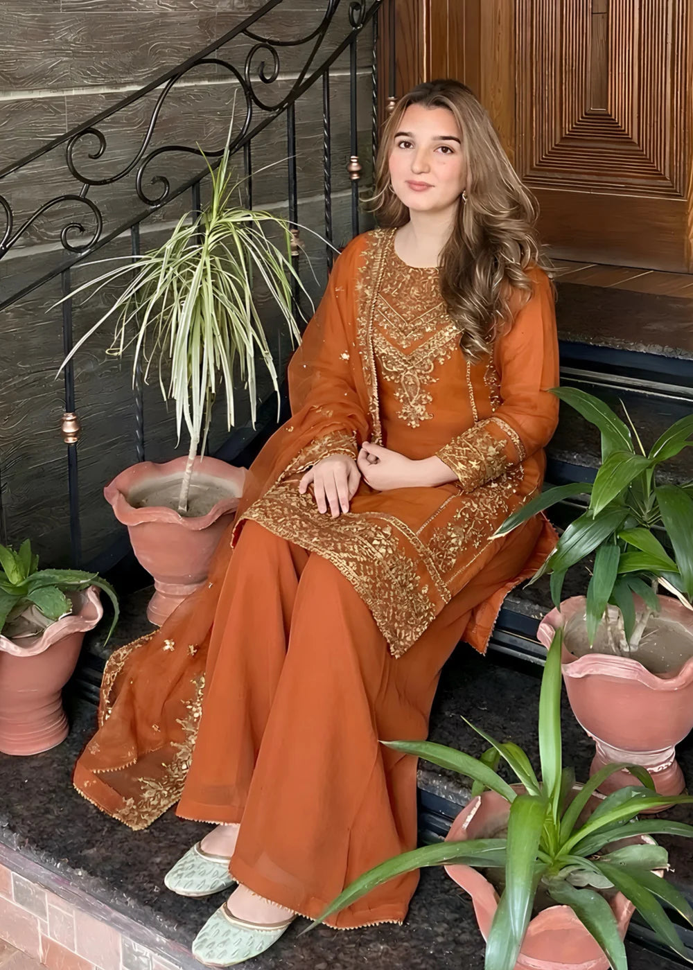 3 Piece Chiffon Embroidered Women's Dress