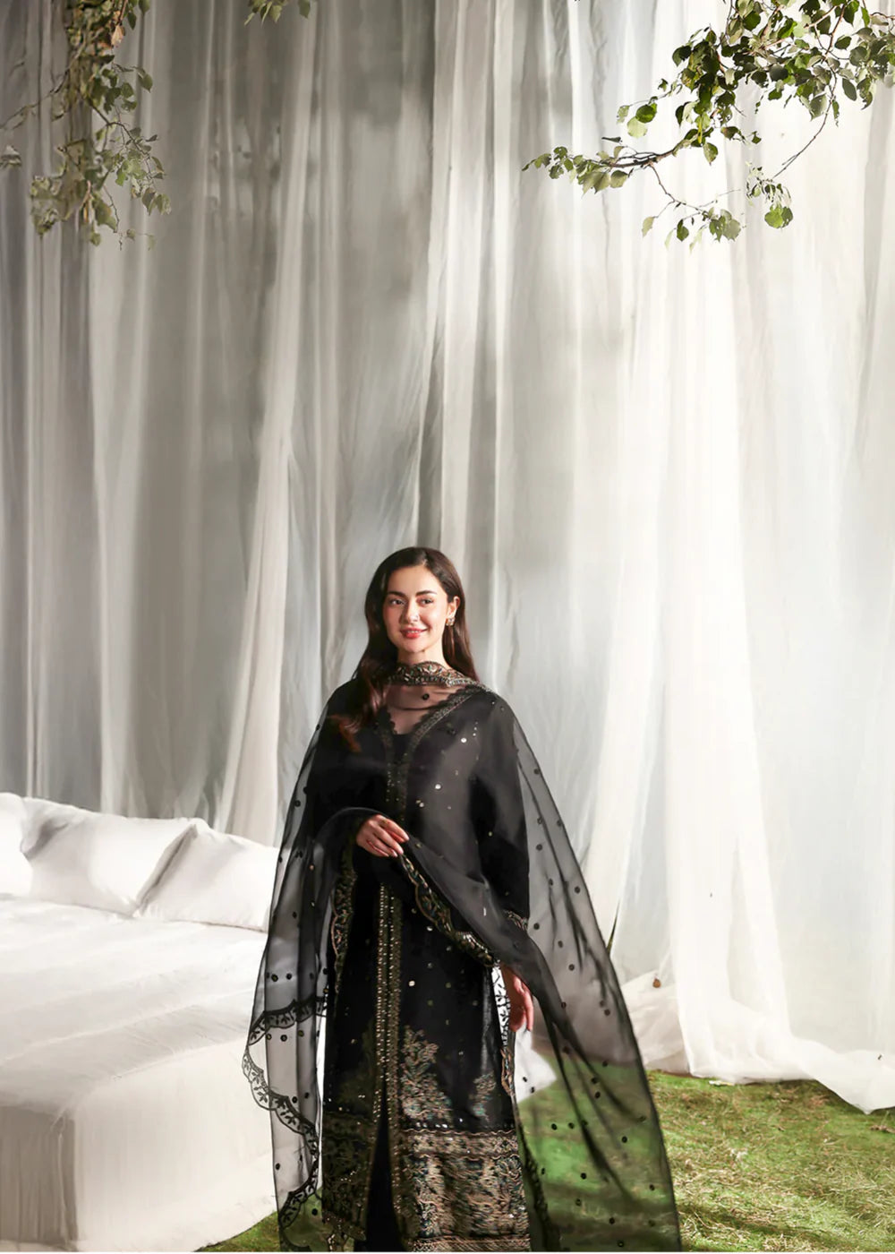 3PC Chikankari Jacquard Embroidered Shirt with Organza Dupatta