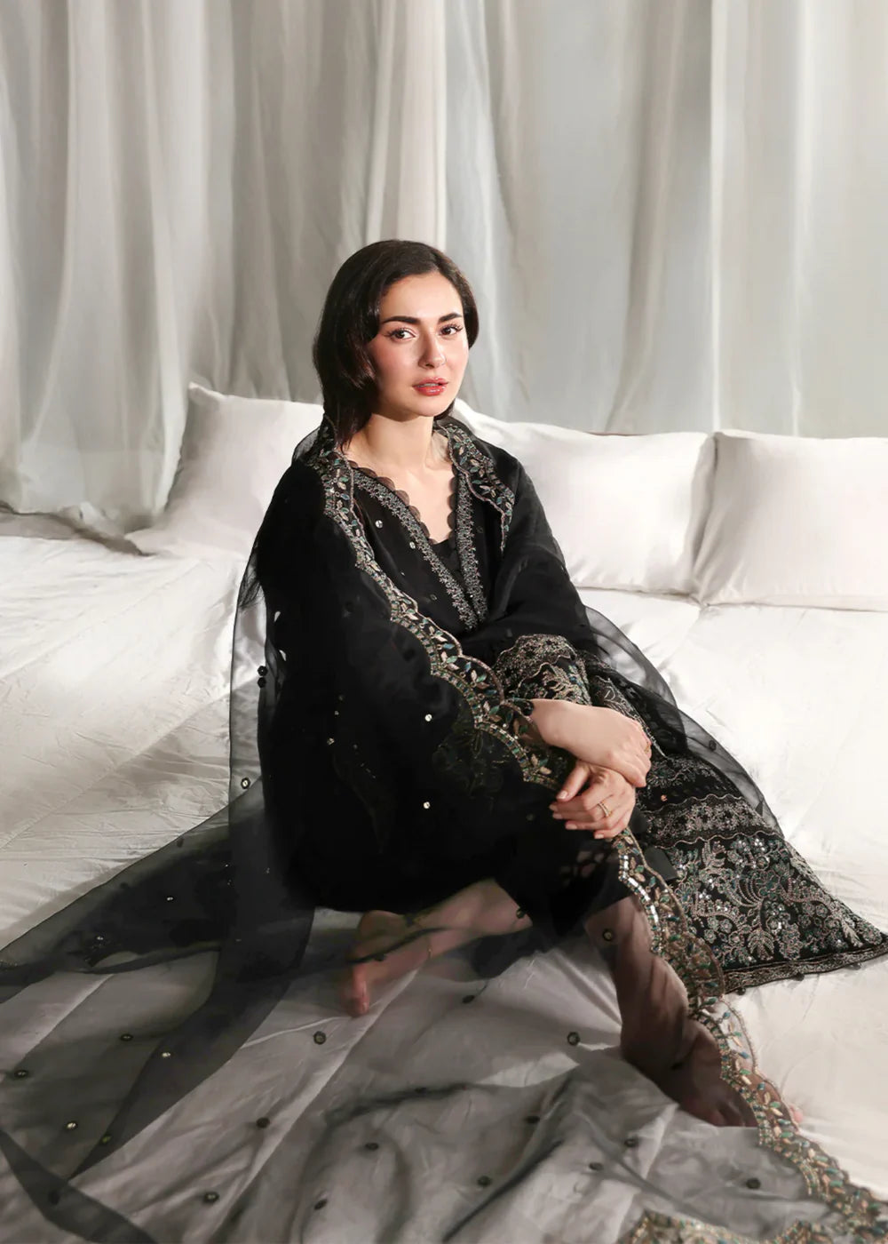 3PC Chikankari Jacquard Embroidered Shirt with Organza Dupatta