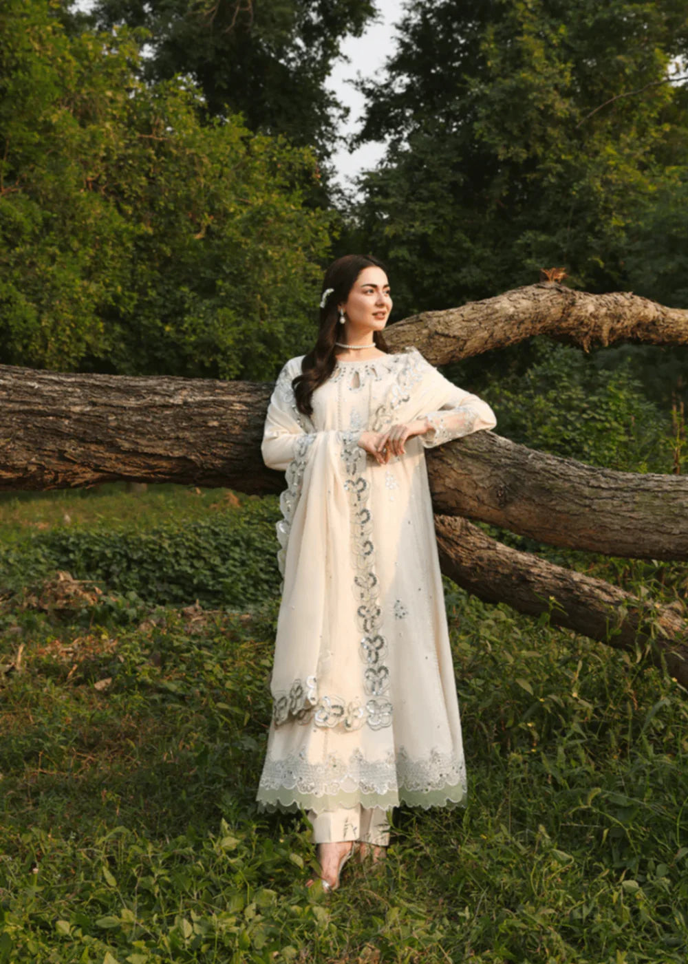 3PC chikankari jacquard maxi With Chiffon Dupatta