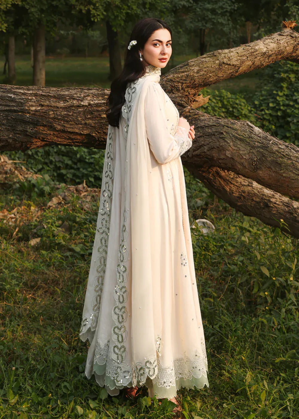 3PC chikankari jacquard maxi With Chiffon Dupatta