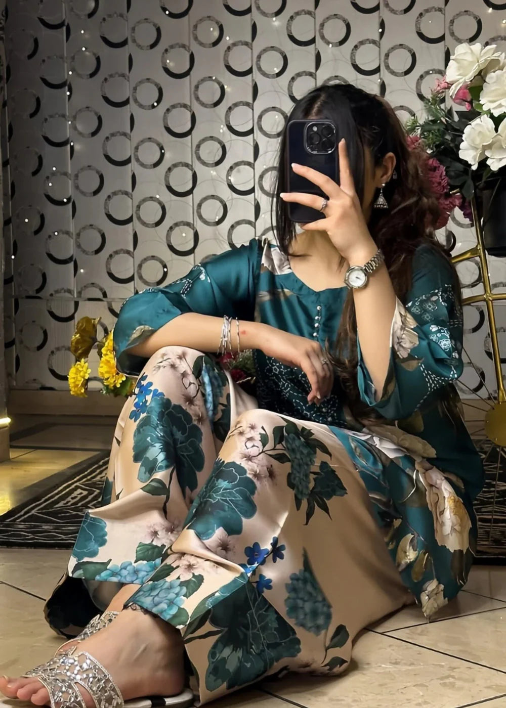 3-PC Silk Embroidered Women's Suit