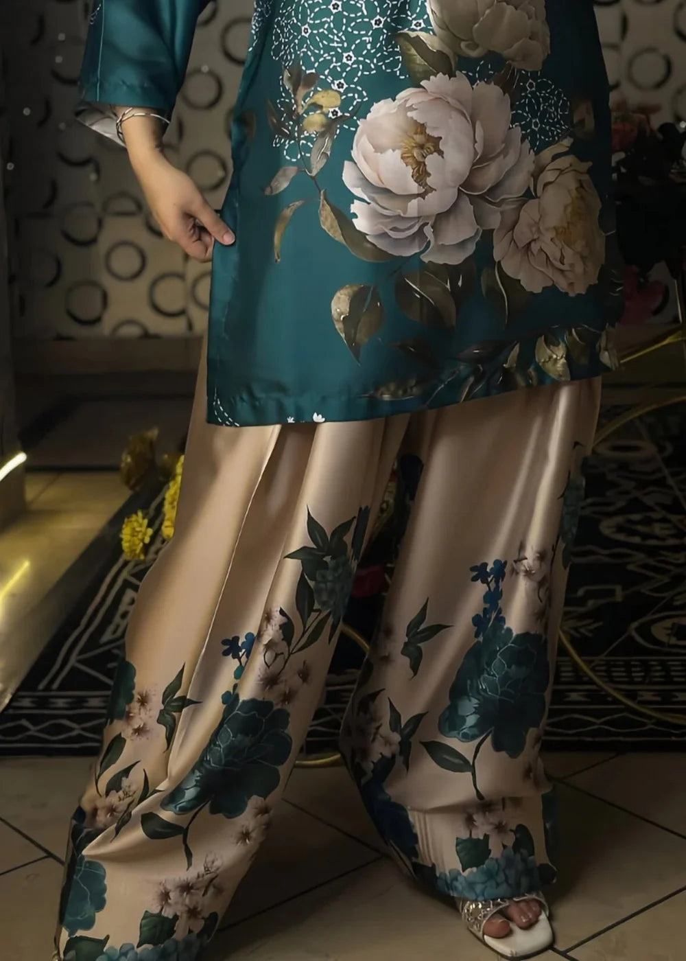 3-PC Silk Embroidered Women's Suit