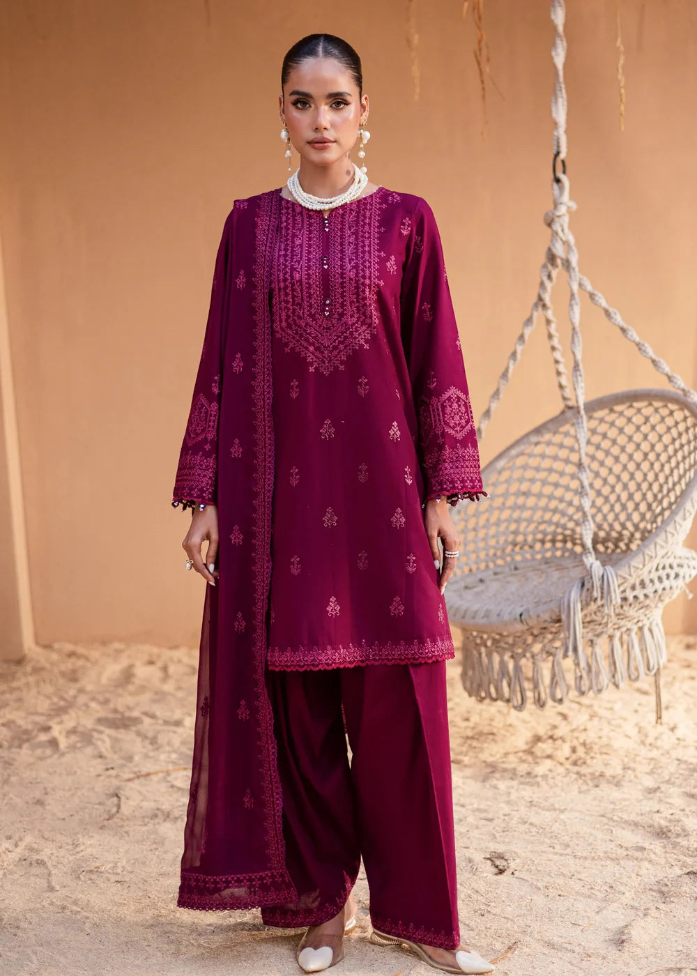 3 Piece Embroidered Women's Suit Summer Collection