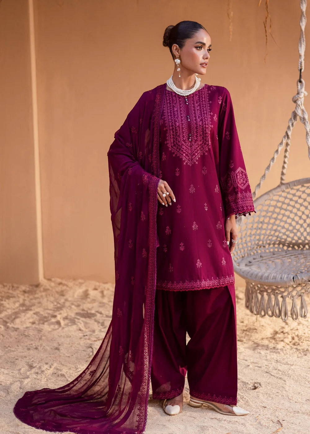 3 Piece Embroidered Women's Suit Summer Collection